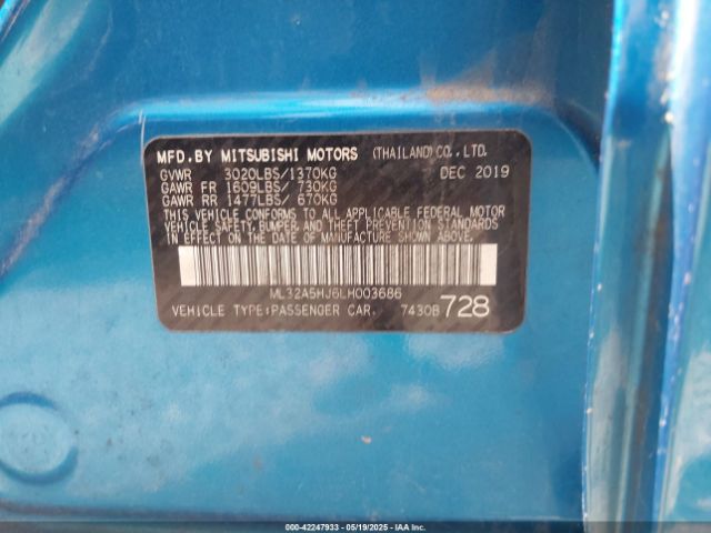 2020 MITSUBISHI MIRAGE ML32A5HJ6LH003686 Photo 8