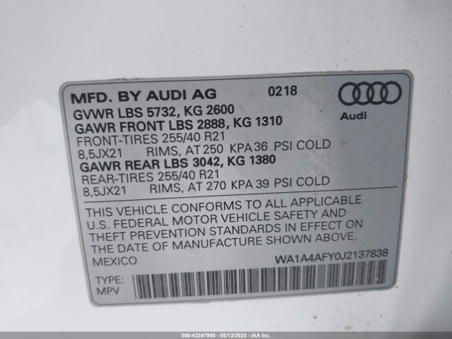 2018 AUDI SQ5 WA1A4AFY0J2137838 Photo 8