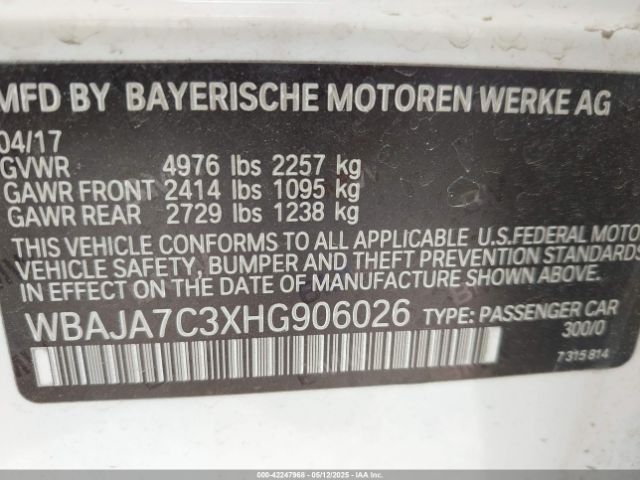 2017 BMW 530I WBAJA7C3XHG906026 Photo 8