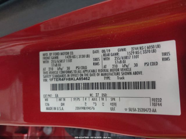 2019 FORD RANGER 1FTER4FH8KLA85462 Photo 8