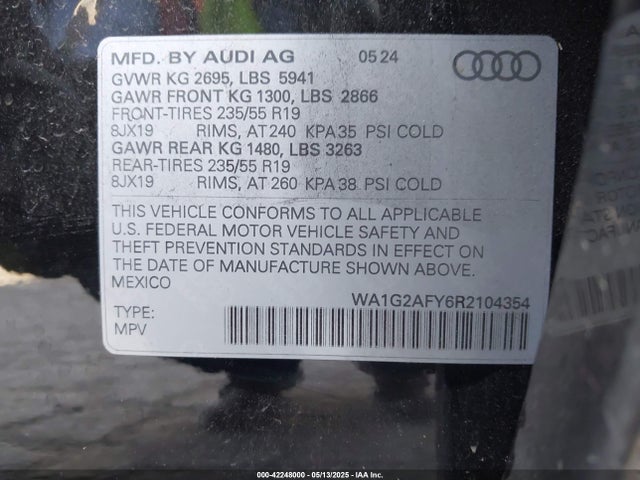 WA1G2AFY6R2104354 Audi 55 tfsi