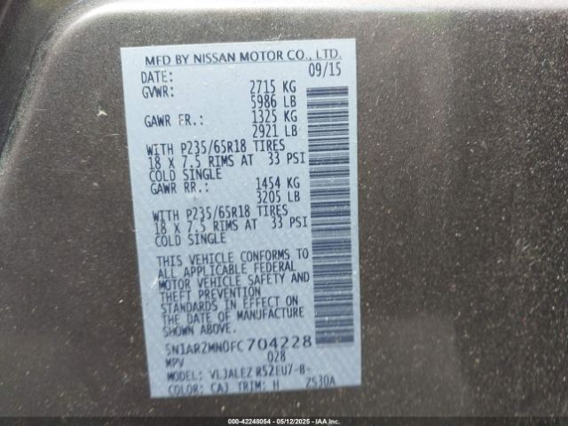 5N1AR2MN0FC704228 Nissan Pathfinder
