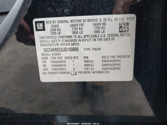 3GCUKREC6JG100880 Chevrolet Silverado 1500 2lt