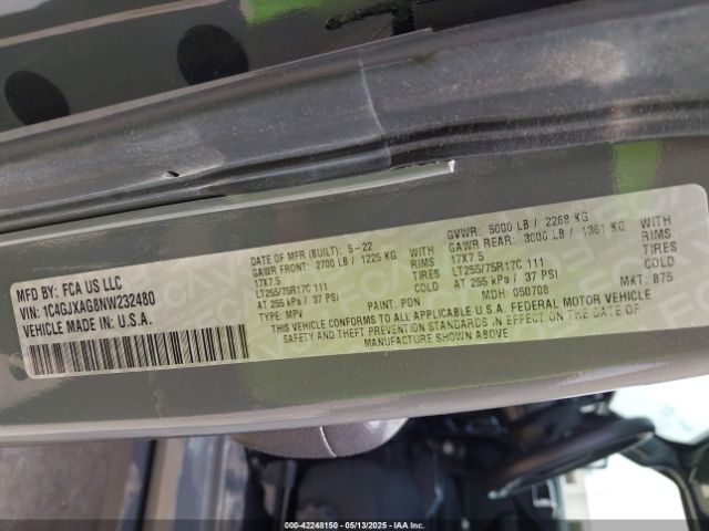 2022 JEEP WRANGLER 1C4GJXAG8NW232480 Photo 8