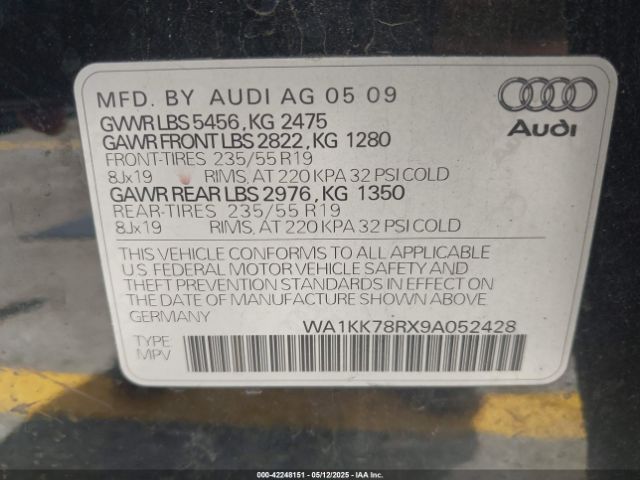 2009 AUDI Q5 WA1KK78RX9A052428 Photo 8