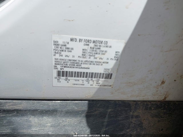 1FM5K8D81KGA60406 Ford 3.5l ti-vct