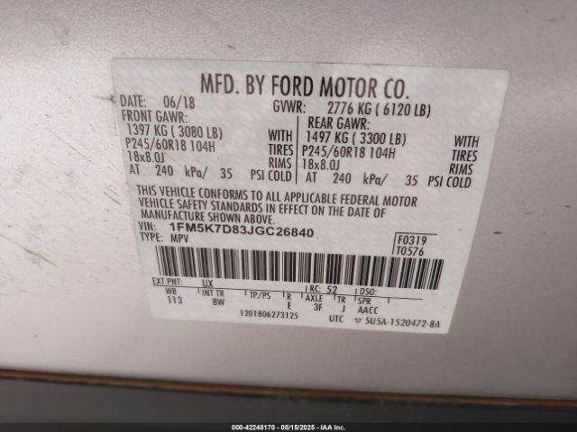 2018 FORD EXPLORER 1FM5K7D83JGC26840 Photo 8
