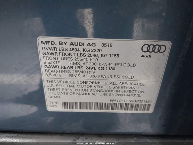 2016 AUDI Q3 WA1GFCFS9GR001834 Photo 8