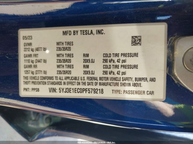 5YJ3E1EC0PF579218 Tesla 2023
