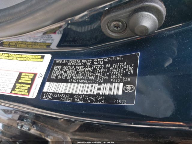 2020 TOYOTA CAMRY 4T1G11AK0LU873578 Photo 8