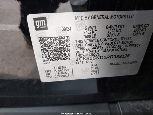 1GKS2CKD0RR389126 GMC Yukon 4wd At4