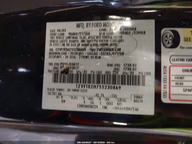 2005 FORD MUSTANG 1ZVFT82H755230869 Photo 8