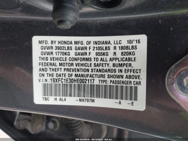 19XFC1E30HE002117 Honda Civic Ex-t