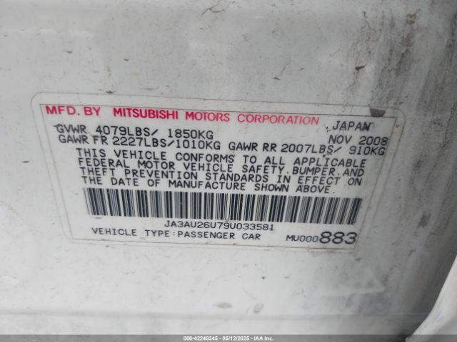 2009 MITSUBISHI LANCER JA3AU26U79U033581 Photo 8