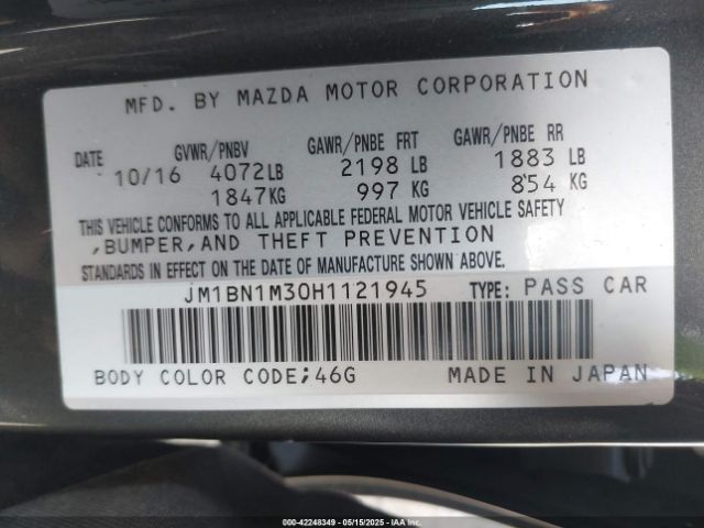 JM1BN1M30H1121945 Mazda Mazda3 Grand Touring