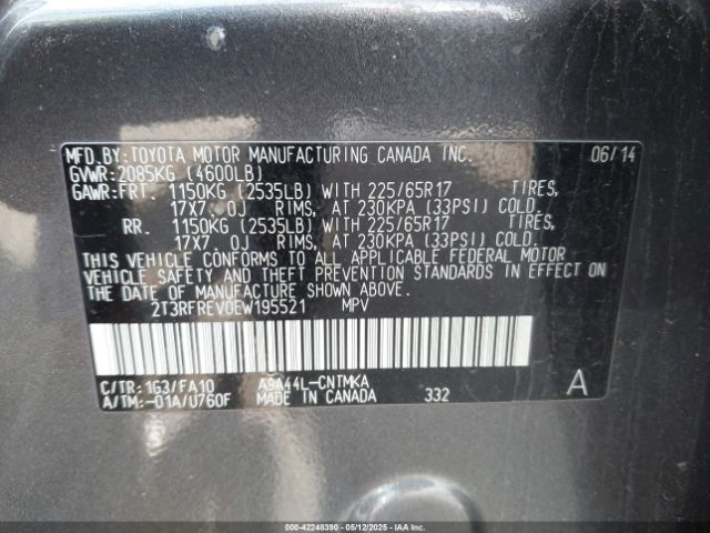 2T3RFREV0EW195521 Toyota Rav4 Xle