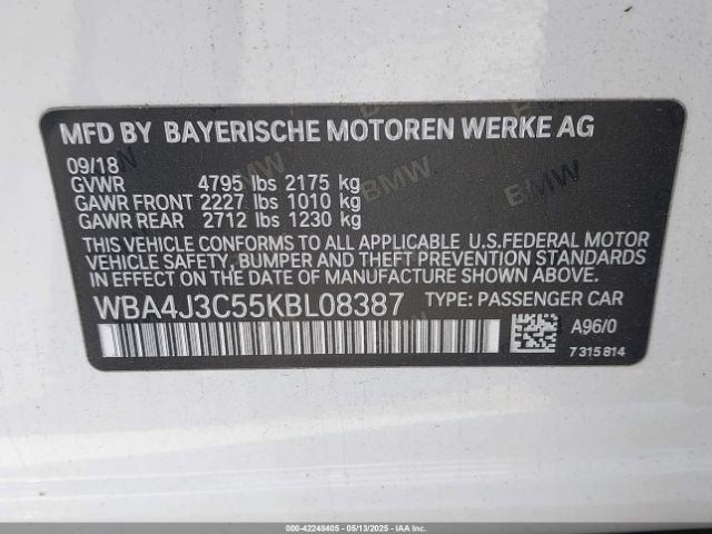 2019 BMW 430I GRAN COUPE WBA4J3C55KBL08387 Photo 8