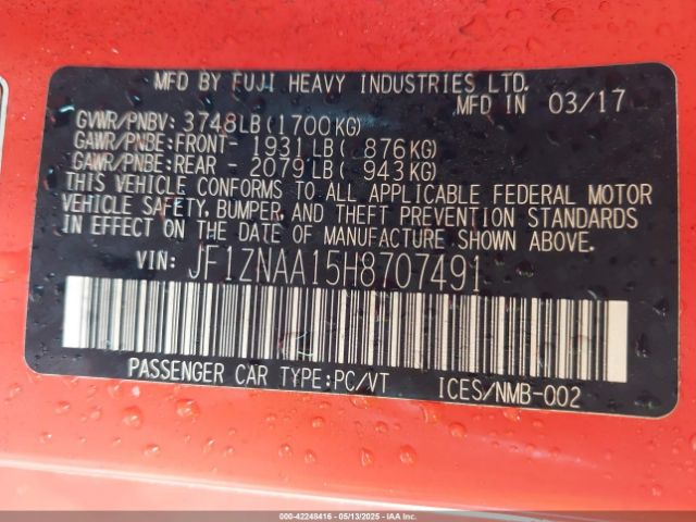 2017 TOYOTA 86 JF1ZNAA15H8707491 Photo 8