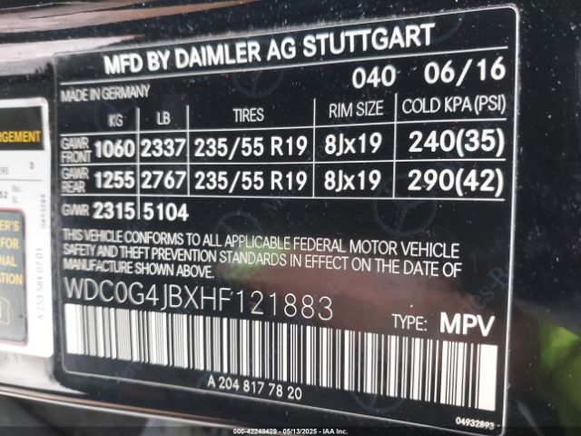 2017 MERCEDES-BENZ GLC 300 WDC0G4JBXHF121883 Photo 8