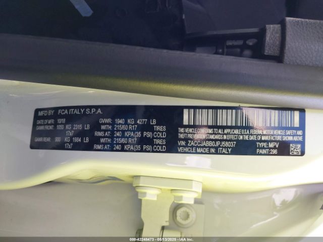 ZACCJABB0JPJ58037 Jeep Renegade Latitude Fwd