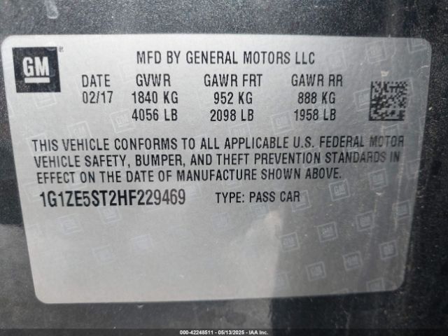 1G1ZE5ST2HF229469 Chevrolet MALIBU 1LT