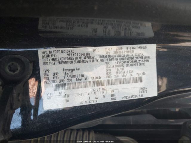 2017 FORD FOCUS 1FADP3F28HL216766 Photo 8