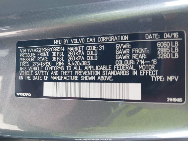 YV4A22PK8G1089514 Volvo Xc90 T6 Momentum