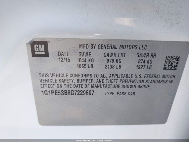 1G1PE5SB8G7229807 Chevrolet Cruze Limited 1lt Auto