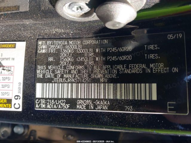 2019 TOYOTA 4RUNNER JTEBU5JR9K5714251 Photo 8
