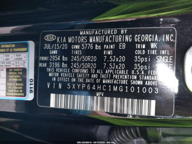 5XYP64HC1MG101003 KIA kmc gdi lambda-ii