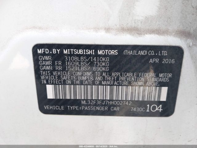 2017 MITSUBISHI MIRAGE G4 ML32F3FJ7HH002742 Photo 8