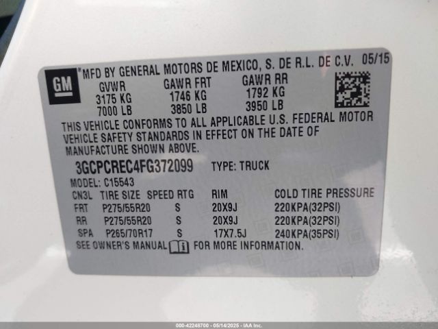 3GCPCREC4FG372099 Chevrolet Silverado 1500 1lt
