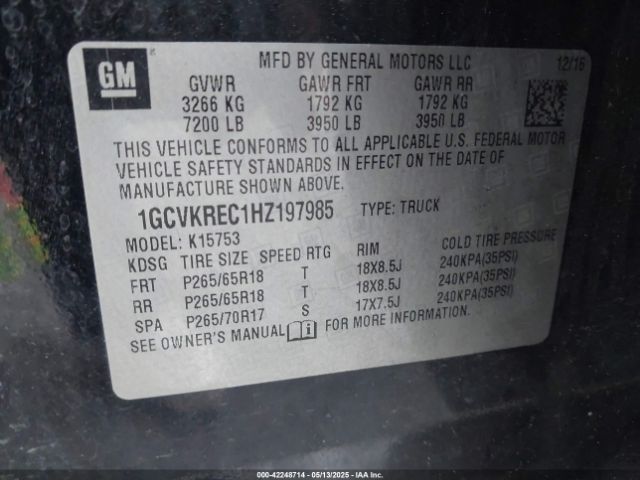 2017 CHEVROLET SILVERADO 1500 1GCVKREC1HZ197985 Photo 8