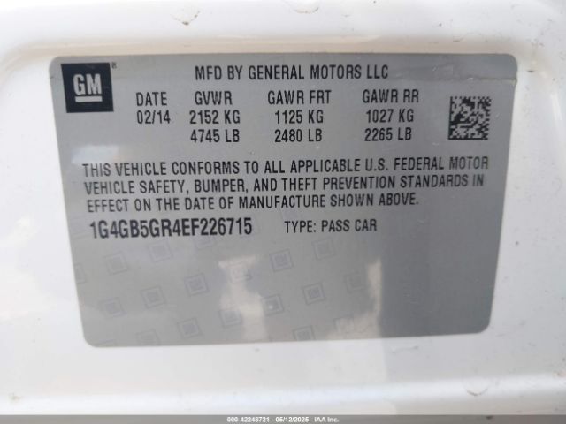 1G4GB5GR4EF226715 Buick Lacrosse Leather Group