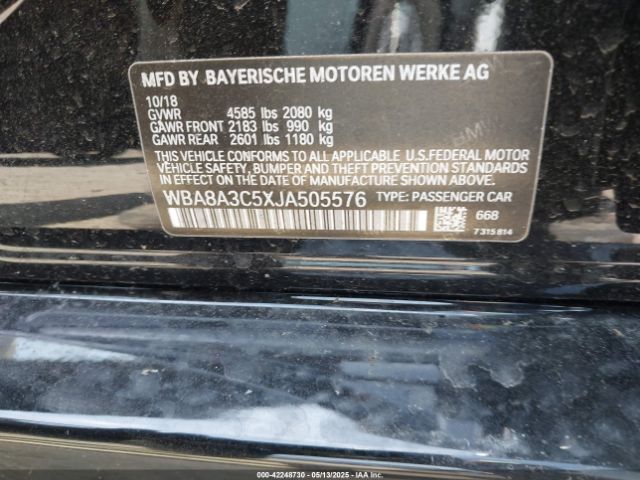 2018 BMW 320I WBA8A3C5XJA505576 Photo 8