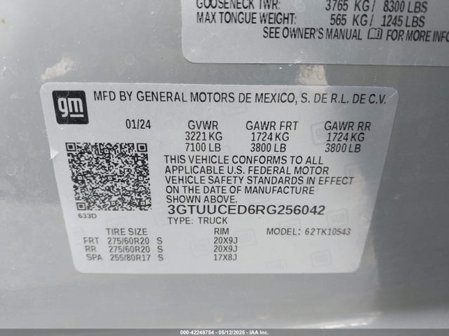 3GTUUCED6RG256042 GMC Sierra 1500 4wd  Short Box Elevation With 3sb