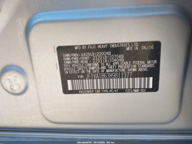 JF1VA1B63H9811377 Subaru WRX
