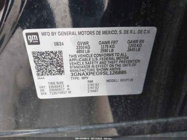 3GNAXPEG9SL126885 Chevrolet Equinox Awd Lt