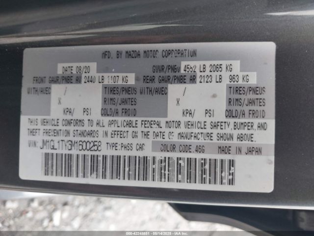 2021 MAZDA MAZDA6 JM1GL1TY6M1600258 Photo 8