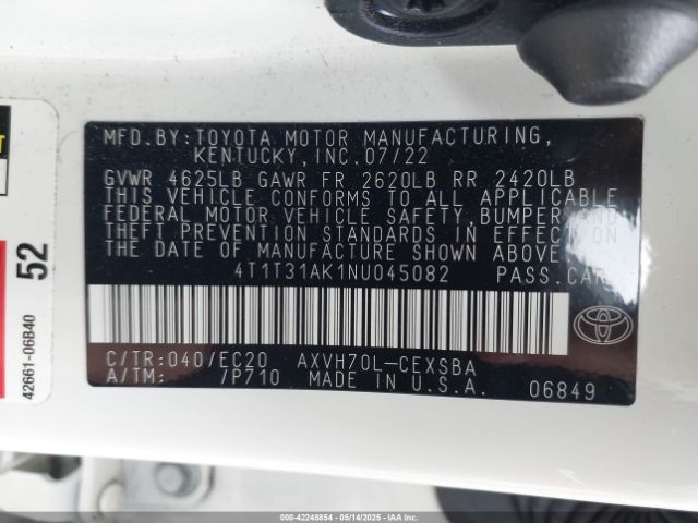 4T1T31AK1NU045082 Toyota Camry Nightshade Edition Hybrid