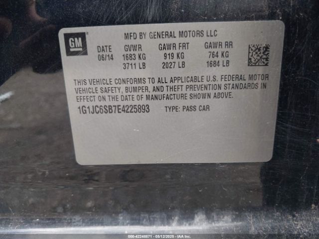 1G1JC6SB7E4225893 Chevrolet Sonic Lt Auto