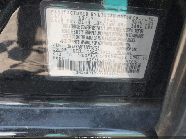 3N1AB7AP7JY215145 Nissan SENTRA S