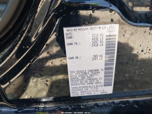 1N4AL4CV8PN421820 Nissan Altima 2.0 Sr