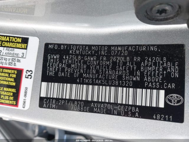 4T1K61AK5LU381320 Toyota CAMRY XSE