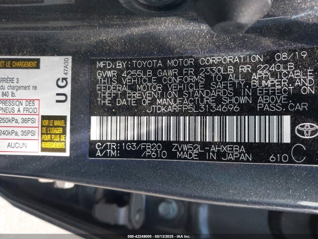 JTDKARFP5L3134696 Toyota 2zr-fxe+1nm+1sm