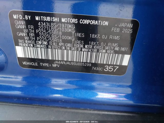 JA4ARUAU9SU005299 Mitsubishi Outlander Sport 2.0 Es Awc/2.0 Le Awc/2.0 S Awc/2.0 Se Awc/trail Edition