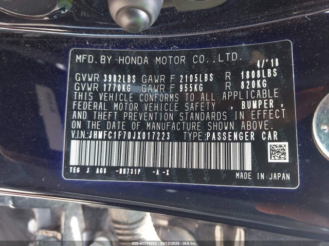 JHMFC1F70JX017223 Honda Civic Ex-l