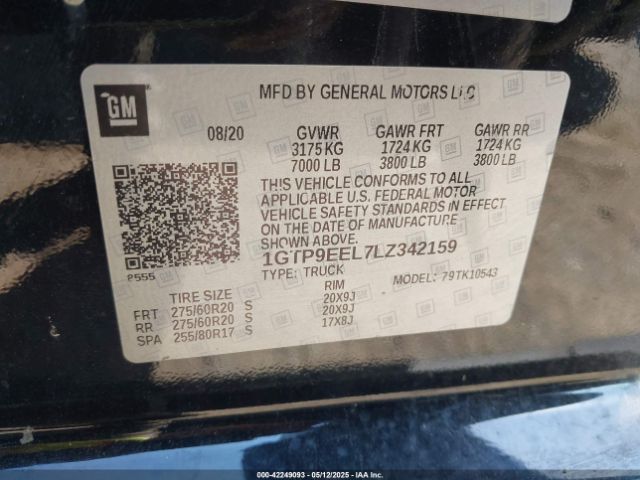 2020 GMC SIERRA 1500 1GTP9EEL7LZ342159 Photo 8