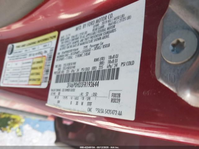 3FA6P0HD3FR193644 Ford FUSION SE