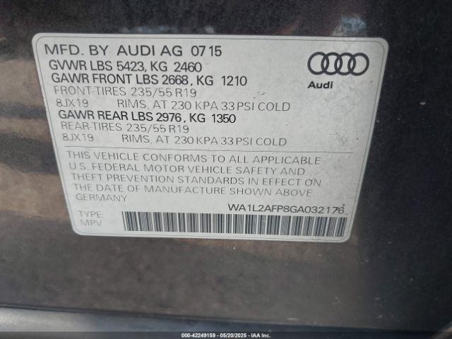 WA1L2AFP8GA032176 Audi Q5 2.0t Premium